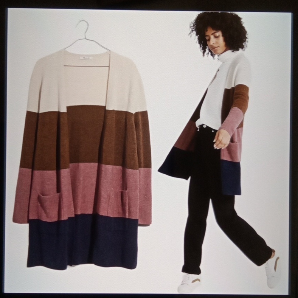 Madewell Kent Striped Cardigan Sweater Coziest Yarn Clorblock Womens Small